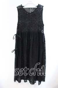 axes femme / サイドリボン総レースジレ F クロ O-25-11-18-012-AX-OP-OW-ZT1212G