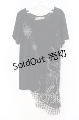 GRAMM / アシンメトリーTシャツ  ブラック O-25-11-18-104-HN-TO-IG-OS