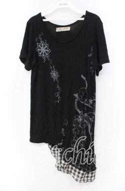 画像1: GRAMM / アシンメトリーTシャツ  ブラック O-25-11-18-104-HN-TO-IG-OS