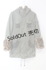 JURY BLACK / レオパードボアミリタリーコート 1 カーキ O-25-11-18-107-GL-CO-YM-OS