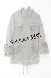 JURY BLACK / レオパードボアミリタリーコート 1 カーキ O-25-11-18-107-GL-CO-YM-OS