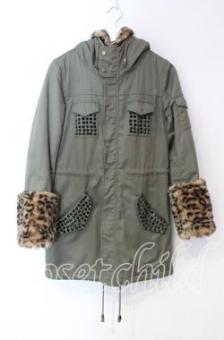画像1: JURY BLACK / レオパードボアミリタリーコート 1 カーキ O-25-11-18-107-GL-CO-YM-OS