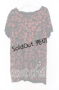 JURY BLACK / グリッターレオパードオパールダメージTシャツ 1 レッドｘブラック O-25-11-18-110-GL-TS-YM-OS