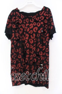 画像1: JURY BLACK / グリッターレオパードオパールダメージTシャツ 1 レッドｘブラック O-25-11-18-110-GL-TS-YM-OS