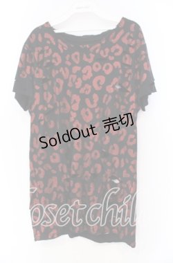 画像1: JURY BLACK / グリッターレオパードオパールダメージTシャツ 1 レッドｘブラック O-25-11-18-110-GL-TS-YM-OS