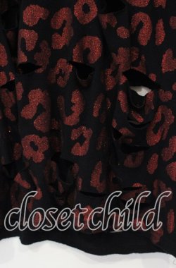 画像2: JURY BLACK / グリッターレオパードオパールダメージTシャツ 1 レッドｘブラック O-25-11-18-110-GL-TS-YM-OS