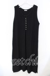 axes femme / チャイナ釦ロングニットジレ F クロ O-25-11-18-013-AX-TO-OW-ZT257