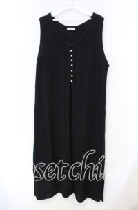 axes femme / チャイナ釦ロングニットジレ F クロ O-25-11-18-013-AX-TO-OW-ZT257