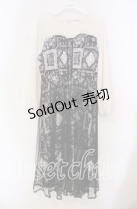 axes femme POETIQUE / パッチワーク柄×チュールワンピース M クロ O-25-11-18-003-AX-OP-OW-ZT262