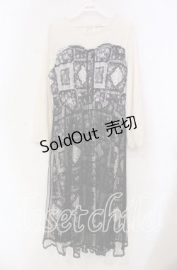 画像1: axes femme POETIQUE / パッチワーク柄×チュールワンピース M クロ O-25-11-18-003-AX-OP-OW-ZT262