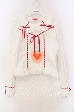 画像1: BABY,THE STARS SHINE BRIGHT / 小さな子猫の魔女さんブラウス  オフ白×えんじ O-25-11-18-023-BA-BL-OW-OS