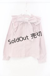 axes femme POETIQUE / 配色ピコレースボウタイブラウス M ピンク O-25-11-18-024-AX-BL-OW-OS