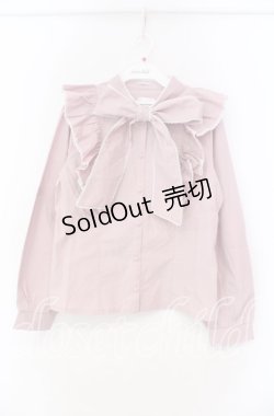 画像1: axes femme POETIQUE / 配色ピコレースボウタイブラウス M ピンク O-25-11-18-024-AX-BL-OW-OS