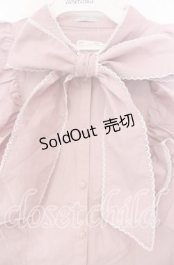 画像2: axes femme POETIQUE / 配色ピコレースボウタイブラウス M ピンク O-25-11-18-024-AX-BL-OW-OS