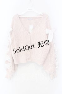 axes femme POETIQUE / レースアップモールニットカーディガン M ピンク O-25-11-18-025-AX-TO-OW-OS