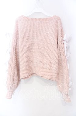 画像3: axes femme POETIQUE / レースアップモールニットカーディガン M ピンク O-25-11-18-025-AX-TO-OW-OS