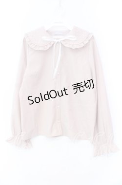 画像1: axes femme POETIQUE / ハートチュールビッグ襟ブラウス M ピンク O-25-11-18-027-AX-BL-OW-OS