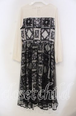 画像3: axes femme POETIQUE / パッチワーク柄×チュールワンピース M クロ O-25-11-18-003-AX-OP-OW-OS