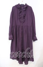 画像1: 【SALE】NIBBLE POISON / ガーゼフリルシャツワンピース M パープル O-25-11-18-030-PU-OP-OW-ZT256 (1)