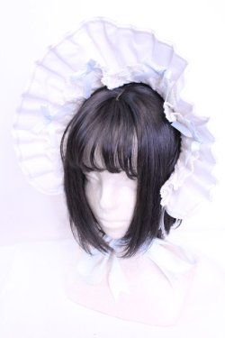 画像1: 小能熊 / Laura Doll ボンネット  シロ×サックス O-25-11-20-1045-LO-AC-IG-OS