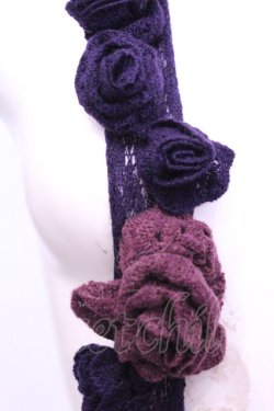 画像2: INGEBORG / フラワーニットストール  パープル O-25-11-20-1048-LO-ZA-IG-OS