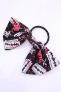 HELL CAT PUNKS / カミソリ柄ヘアゴム  ブラック×オフ×レッド O-25-11-20-1007-PU-AC-IG-OS