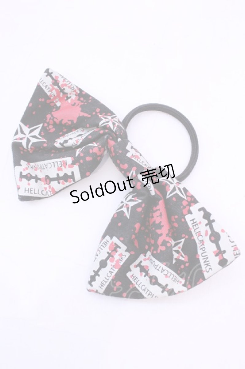 画像1: 【SALE】HELL CAT PUNKS / カミソリ柄ヘアゴム  ブラック×オフ×レッド O-25-11-20-1007-PU-AC-IG-ZT323 (1)