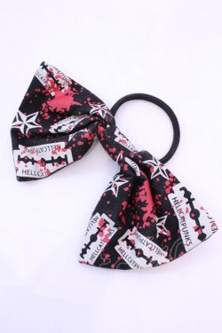 画像1: HELL CAT PUNKS / カミソリ柄ヘアゴム  ブラック×オフ×レッド O-25-11-20-1007-PU-AC-IG-OS