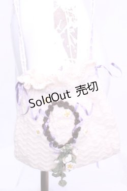 画像1: PINK HOUSE / フラワーリースニットポシェット  オフ×ラベンダー O-25-11-20-1028-LO-BG-IG-OS