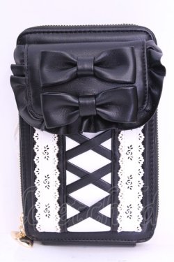 画像1: Chalmiere / ガーリーリボンマルチポシェット  クロ×シロ O-25-11-20-1031-LO-BG-OW-OS