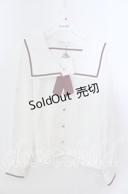 画像1: Amavel / クロスタイ風ブローチブラウス  シロ×ワイン O-25-11-21-034-CA-BL-IG-OS