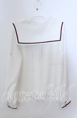 画像2: Amavel / クロスタイ風ブローチブラウス  シロ×ワイン O-25-11-21-034-CA-BL-IG-OS