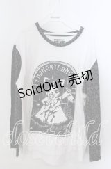 HANGRY&ANGRY / ANGRYプリントラグランカットソー  ホワイト×ブラック O-25-11-21-039-HN-TO-IG-OS