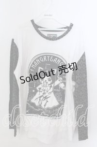 HANGRY&ANGRY / ANGRYプリントラグランカットソー  ホワイト×ブラック O-25-11-21-039-HN-TO-IG-OS