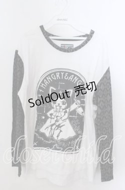画像1: HANGRY&ANGRY / ANGRYプリントラグランカットソー  ホワイト×ブラック O-25-11-21-039-HN-TO-IG-OS