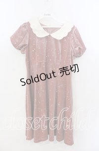 Secret Honey / ラメ星座柄ベロアワンピース  ピンク O-25-11-21-040-CA-OP-IG-OS