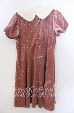 画像2: Secret Honey / ラメ星座柄ベロアワンピース  ピンク O-25-11-21-040-CA-OP-IG-OS