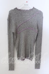 merry jenny / ランダムメロウリブニット  グレー O-25-11-21-042-LO-TO-IG-OS