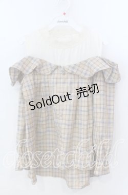 画像1: 【SALE】axes femme POETIQUE / オフショルレイヤード風シャツ Ｍ ベージュ×アイボリー O-25-11-21-043-AX-TO-IG-ZT014