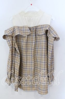 画像2: axes femme POETIQUE / オフショルレイヤード風シャツ Ｍ ベージュ×アイボリー O-25-11-21-043-AX-TO-IG-OS