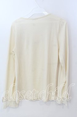 画像2: axes femme / 袖リボンはしごレースカットソー  アイボリー O-25-11-21-045-AX-TO-IG-OS