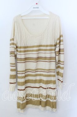 画像1: axes femme / ボーダーニットチュニック  アイボリー×イエロー O-25-11-21-046-AX-TO-IG-OS