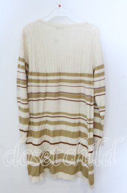 画像2: axes femme / ボーダーニットチュニック  アイボリー×イエロー O-25-11-21-046-AX-TO-IG-OS