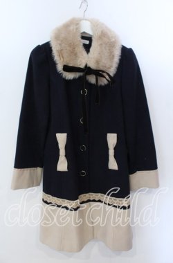 画像1: axes femme / バイカラーコート Ｌ ネイビー×ベージュ O-25-11-21-048-AX-CO-IG-OS