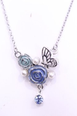 画像1: axes femme / ローズ×バタフライネックレス  シルバー O-25-11-21-1041-AX-AC-OW-OS