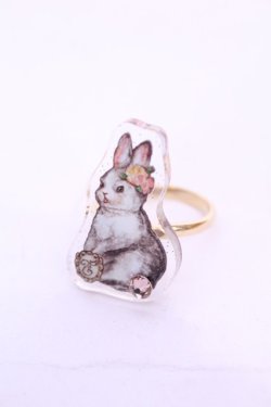 画像1: Enchantlic Enchantilly / Dolled up Ring(うさぎ)  うさぎ（左向き） O-25-11-21-1056-LO-AC-OW-OS