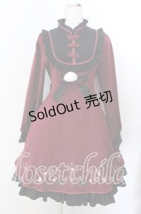 Amavel / 雪華仔猫チャイナワンピース  ワイン×クロ O-25-11-21-009-CA-OP-IG-OS