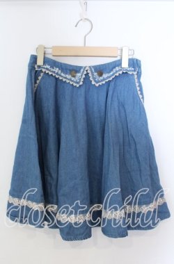 画像1: axes femme / 襟デザインデニムフレアスカート  ライトインディゴ O-25-11-21-017-AX-SK-IG-OS