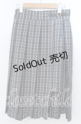 axes femme / ウエストベルトチェックプリーツ変形スカート  グレー O-25-11-21-018-AX-SK-IG-OS