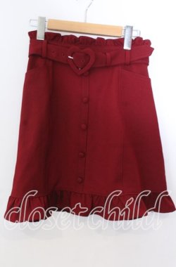 画像1: Secret Honey / ハートバックルフレアースカート  アカ O-25-11-21-024-CA-SK-IG-OS